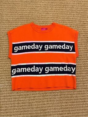 Queen of Sparkles Sample Sleeveless Knit Blue & Orange Gameday Top XS